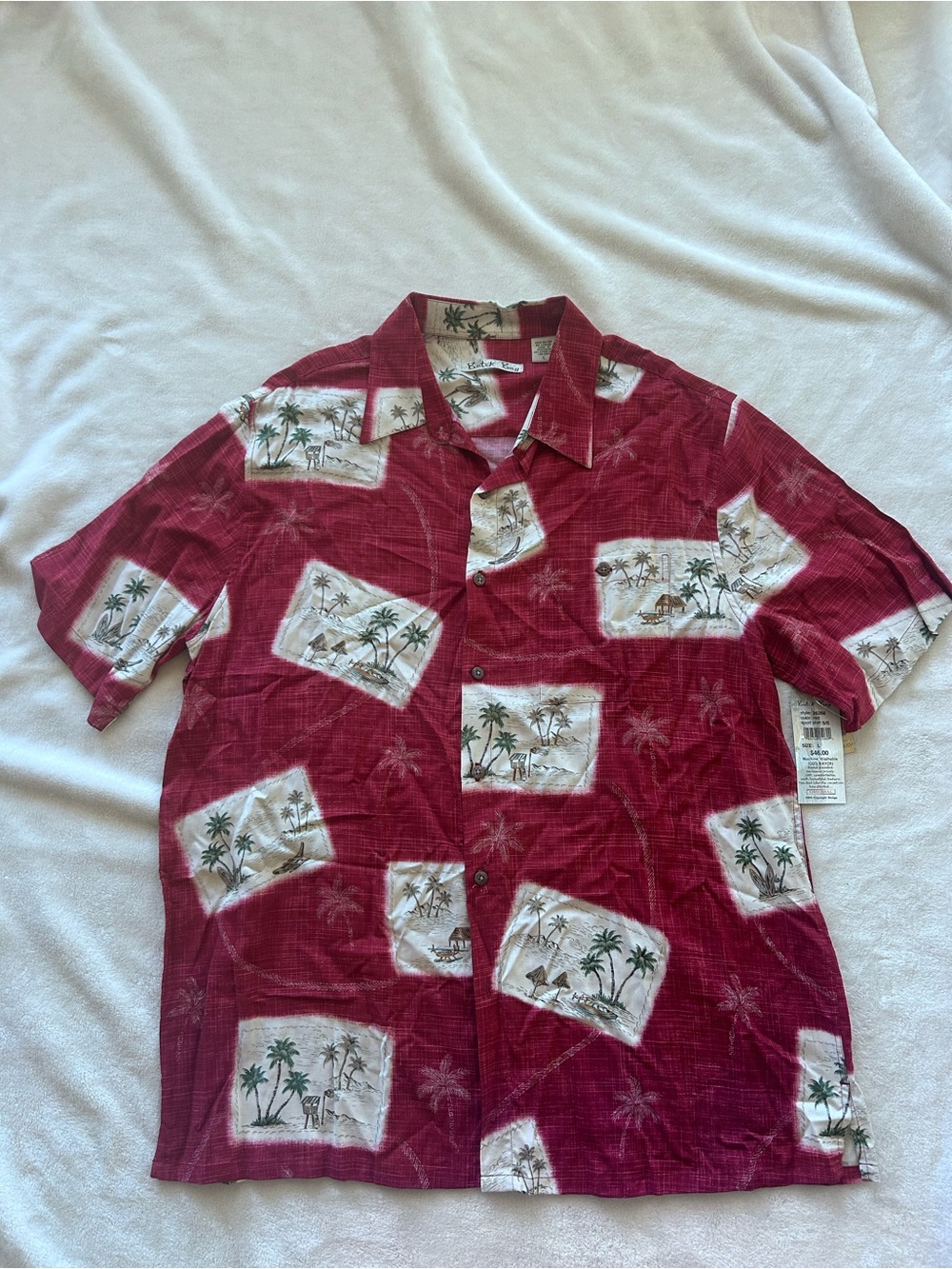 Batik Bay Men's Red Tropical Print Button-Down Shirt